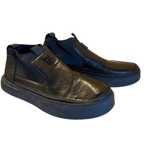 Pologeorgis Black Leather Slip-On Loafers